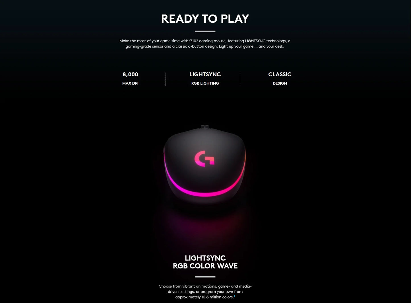 Logitech G102 LightSync RGB Gaming Mouse